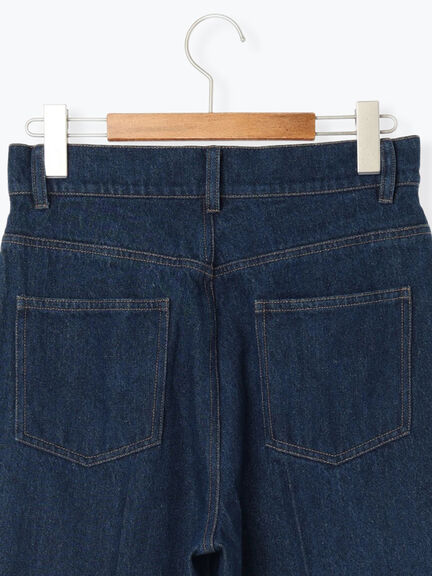 センタープレスストレートデニムパンツ《2025autumn catalog item》(ブラック/ネイビー)|Lugnoncure(ルノンキュール)通販