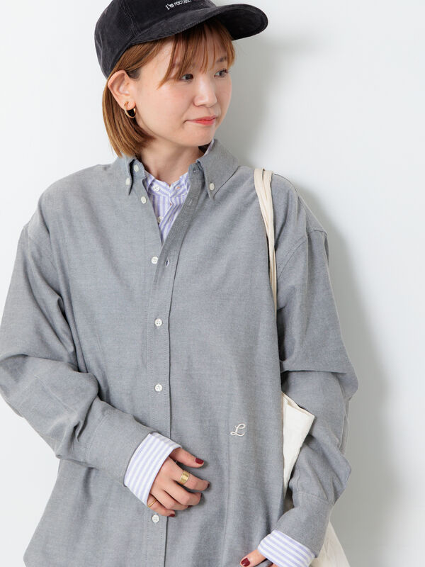 刺繍入りアソートオックスフォードシャツ《2025autumn catalog item》(グレー)|Lugnoncure(ルノンキュール)通販