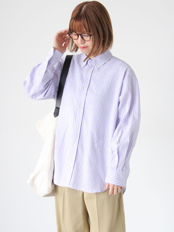 刺繍入りアソートオックスフォードシャツ《2025autumn catalog item》(パープル)|Lugnoncure(ルノンキュール)通販