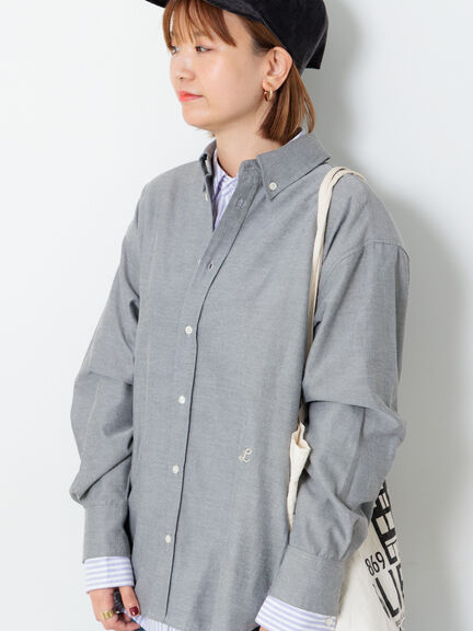 刺繍入りアソートオックスフォードシャツ《2025autumn catalog item》(グレー/ブルー/パープル)|Lugnoncure(ルノンキュール)通販