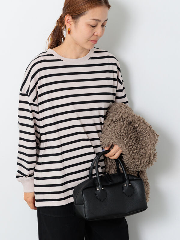 無地/ボーダー天竺長袖カットソー(ベージュ)|Lugnoncure(ルノンキュール)通販