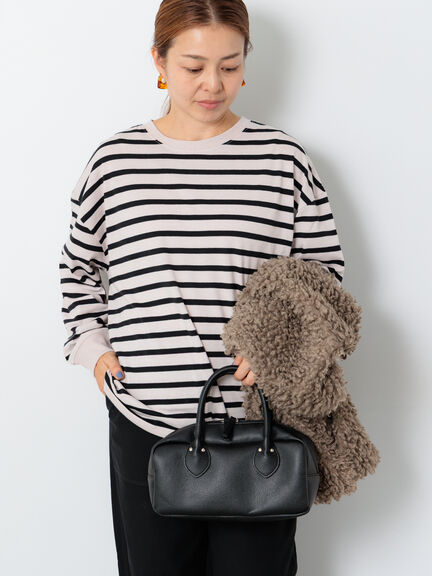 無地/ボーダー天竺長袖カットソー(オフホワイト/ホワイト/チャコールグレー/ベージュ)|Lugnoncure(ルノンキュール)通販