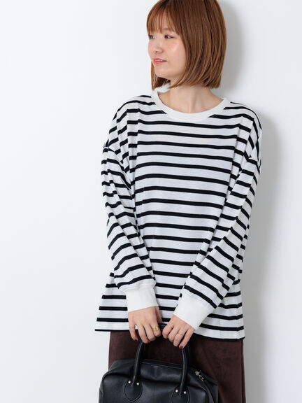 無地/ボーダー天竺長袖カットソー(オフホワイト/ホワイト/チャコールグレー/ベージュ)|Lugnoncure(ルノンキュール)通販