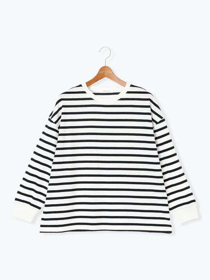 無地/ボーダー天竺長袖カットソー(オフホワイト/ホワイト/チャコールグレー/ベージュ)|Lugnoncure(ルノンキュール)通販