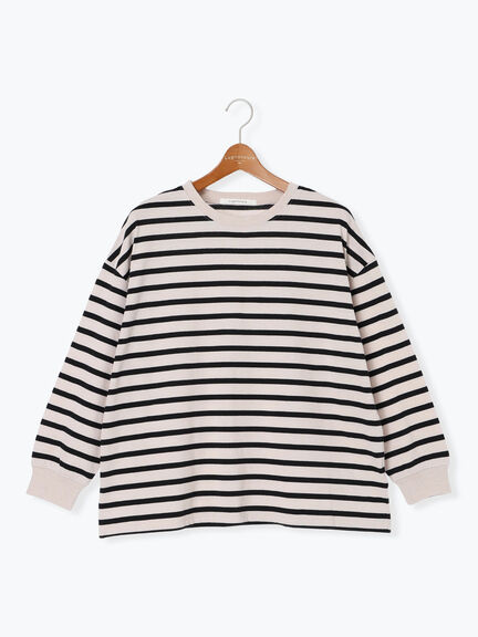 無地/ボーダー天竺長袖カットソー(オフホワイト/ホワイト/チャコールグレー/ベージュ)|Lugnoncure(ルノンキュール)通販