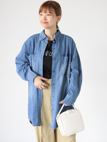 オーバーサイズチュニックシャツ(オフホワイト/ブルー/ネイビー)|Lugnoncure(ルノンキュール)通販