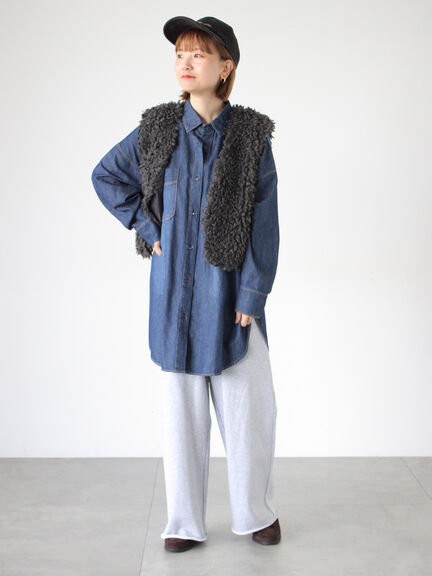 オーバーサイズチュニックシャツ(オフホワイト/ブルー/ネイビー)|Lugnoncure(ルノンキュール)通販