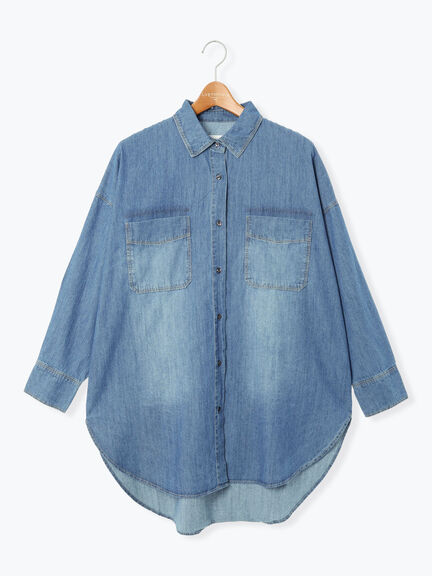 オーバーサイズチュニックシャツ(オフホワイト/ブルー/ネイビー)|Lugnoncure(ルノンキュール)通販