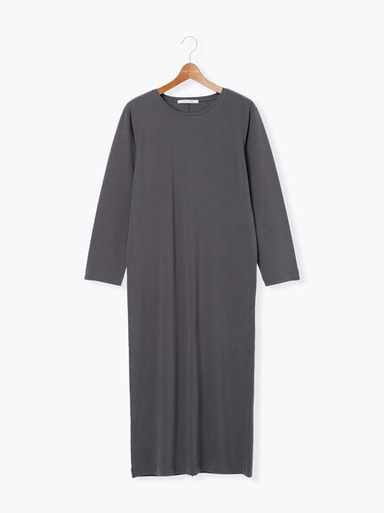 クルーネックロングワンピース(チャコールグレー/ブラウン)|Lugnoncure(ルノンキュール)通販