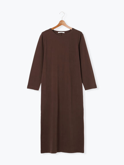 クルーネックロングワンピース(チャコールグレー/ブラウン)|Lugnoncure(ルノンキュール)通販