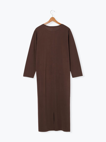 クルーネックロングワンピース(チャコールグレー/ブラウン)|Lugnoncure(ルノンキュール)通販