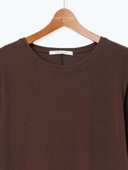 クルーネックロングワンピース(チャコールグレー/ブラウン)|Lugnoncure(ルノンキュール)通販