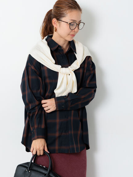 チェックオーバーシャツ(オフホワイト/ネイビー)|Lugnoncure(ルノンキュール)通販