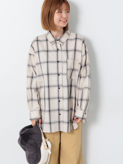 チェックオーバーシャツ(オフホワイト/ネイビー)|Lugnoncure(ルノンキュール)通販
