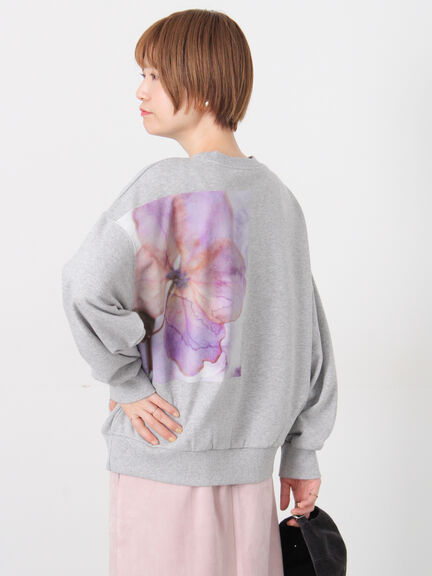 フラワープリントスウェットプルオーバー(グレー/ベージュ/パープル)|Lugnoncure(ルノンキュール)通販