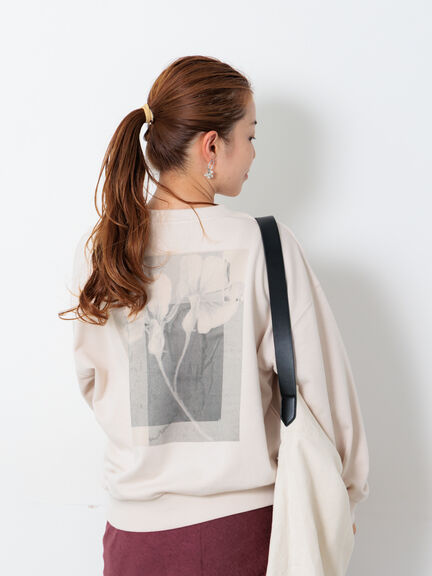 フラワープリントスウェットプルオーバー(グレー/ベージュ/パープル)|Lugnoncure(ルノンキュール)通販