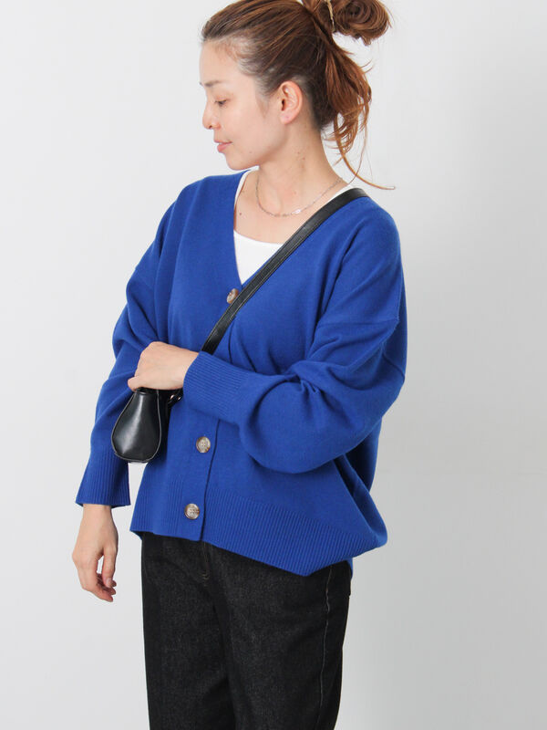 もちもちVネックリラックスカーディガン(ブルー)|Lugnoncure(ルノンキュール)通販