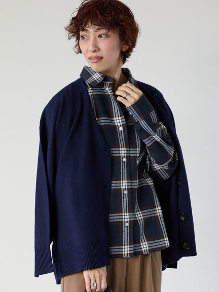 もちもちVネックリラックスカーディガン(グレー/レッド/ブルー/ネイビー/パープル)|Lugnoncure(ルノンキュール)通販