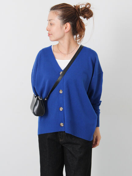 もちもちVネックリラックスカーディガン(グレー/レッド/ブルー/ネイビー/パープル)|Lugnoncure(ルノンキュール)通販