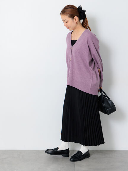 もちもちVネックリラックスカーディガン(グレー/レッド/ブルー/ネイビー/パープル)|Lugnoncure(ルノンキュール)通販