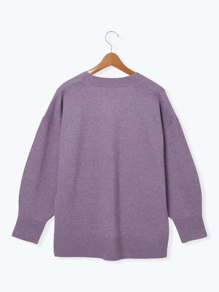 もちもちVネックリラックスカーディガン(グレー/レッド/ブルー/ネイビー/パープル)|Lugnoncure(ルノンキュール)通販