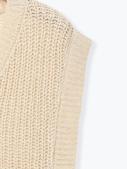 スラブヤーンVネックニットベスト(ブラック/ブラウン/キナリ)|Lugnoncure(ルノンキュール)通販