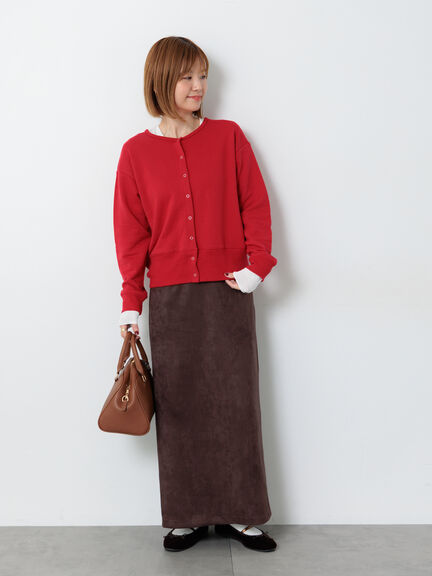 リングドット裏毛カーディガン(チャコールグレー/レッド/キナリ)|Lugnoncure(ルノンキュール)通販