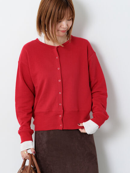 リングドット裏毛カーディガン(チャコールグレー/レッド/キナリ)|Lugnoncure(ルノンキュール)通販