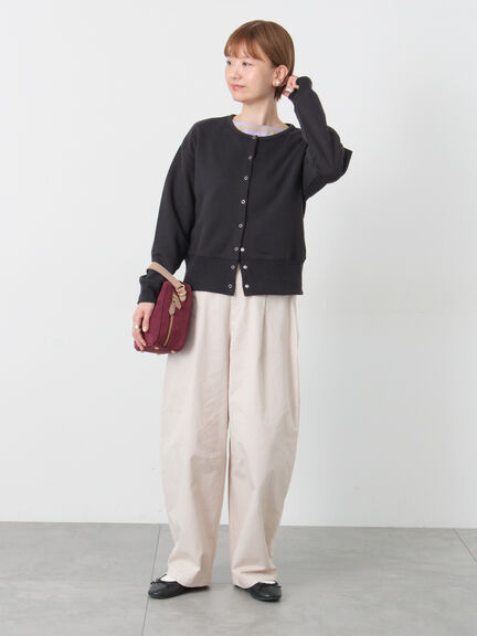 リングドット裏毛カーディガン(チャコールグレー/レッド/キナリ)|Lugnoncure(ルノンキュール)通販