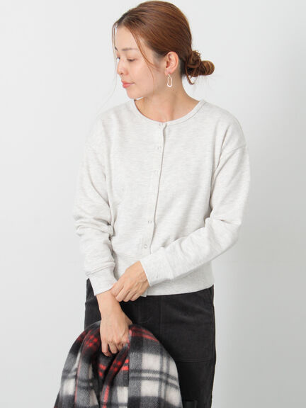 リングドット裏毛カーディガン(チャコールグレー/レッド/キナリ)|Lugnoncure(ルノンキュール)通販