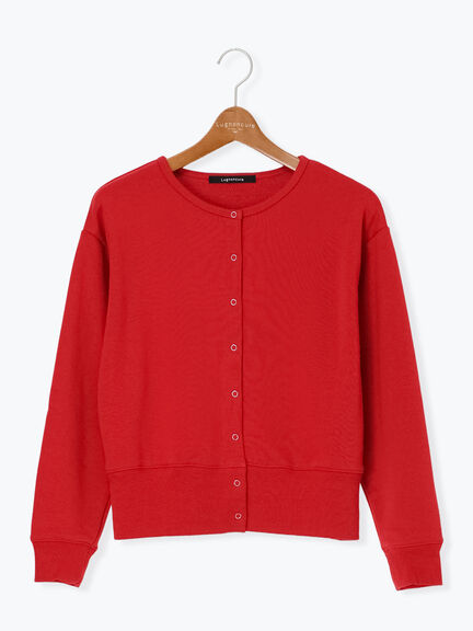 リングドット裏毛カーディガン(チャコールグレー/レッド/キナリ)|Lugnoncure(ルノンキュール)通販