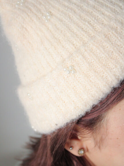 ビジュー付きニットキャップ(グレー/ブラック/キナリ)|ehka sopo(エヘカソポ)通販