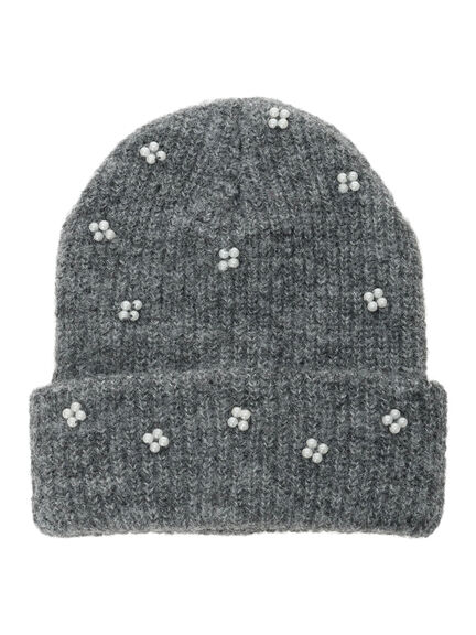 ビジュー付きニットキャップ(グレー/ブラック/キナリ)|ehka sopo(エヘカソポ)通販