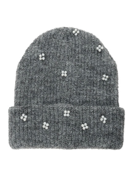 ビジュー付きニットキャップ(グレー/ブラック/キナリ)|ehka sopo(エヘカソポ)通販