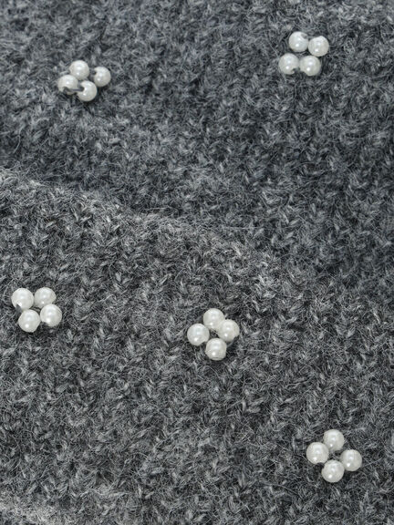 ビジュー付きニットキャップ(グレー/ブラック/キナリ)|ehka sopo(エヘカソポ)通販