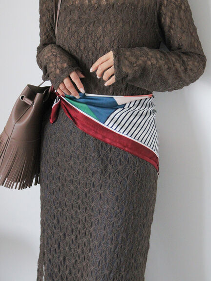 ボーダー柄スカーフ(オフホワイト)|ehka sopo(エヘカソポ)通販