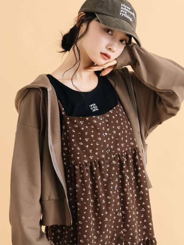 ショート丈ジップパーカー(モカ)|ehka sopo(エヘカソポ)通販