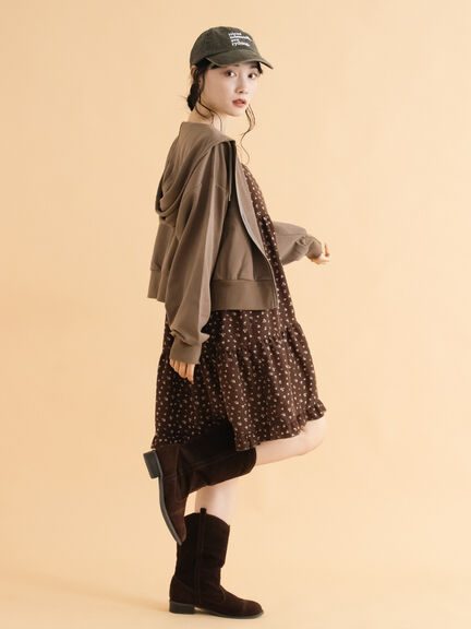 ショート丈ジップパーカー(チャコールグレー/モカ/グリーン/ネイビー/キナリ)|ehka sopo(エヘカソポ)通販