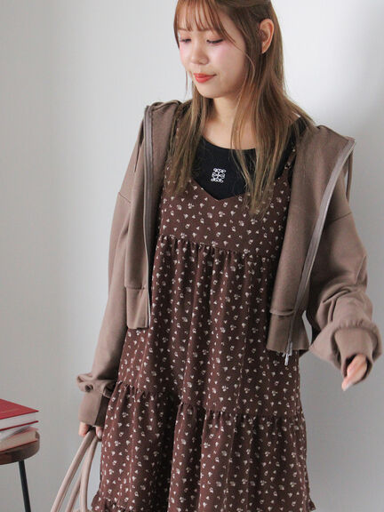 ショート丈ジップパーカー(チャコールグレー/モカ/グリーン/ネイビー/キナリ)|ehka sopo(エヘカソポ)通販