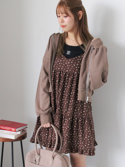 ショート丈ジップパーカー(チャコールグレー/モカ/グリーン/ネイビー/キナリ)|ehka sopo(エヘカソポ)通販