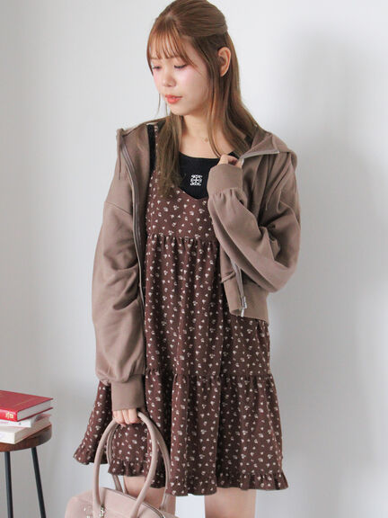 ショート丈ジップパーカー(チャコールグレー/モカ/グリーン/ネイビー/キナリ)|ehka sopo(エヘカソポ)通販