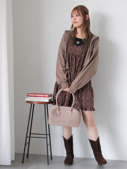 ショート丈ジップパーカー(チャコールグレー/モカ/グリーン/ネイビー/キナリ)|ehka sopo(エヘカソポ)通販