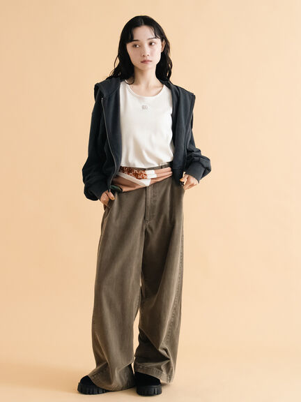 ショート丈ジップパーカー(チャコールグレー/モカ/グリーン/ネイビー/キナリ)|ehka sopo(エヘカソポ)通販