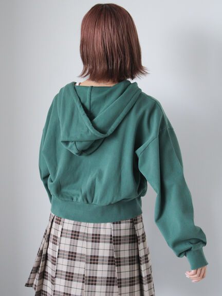 ショート丈ジップパーカー(チャコールグレー/モカ/グリーン/ネイビー/キナリ)|ehka sopo(エヘカソポ)通販