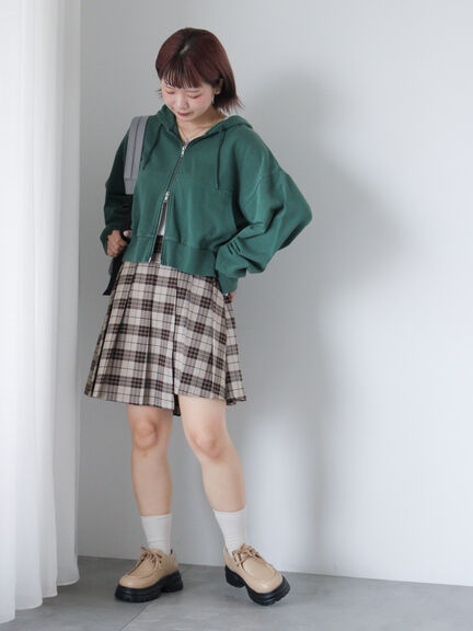 ショート丈ジップパーカー(チャコールグレー/モカ/グリーン/ネイビー/キナリ)|ehka sopo(エヘカソポ)通販
