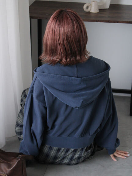 ショート丈ジップパーカー(チャコールグレー/モカ/グリーン/ネイビー/キナリ)|ehka sopo(エヘカソポ)通販