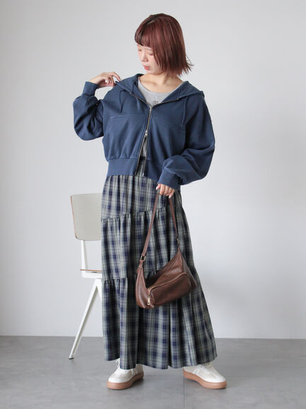 ショート丈ジップパーカー(チャコールグレー/モカ/グリーン/ネイビー/キナリ)|ehka sopo(エヘカソポ)通販