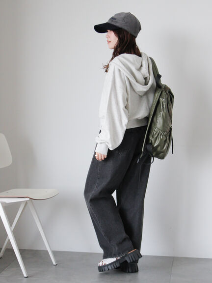 ショート丈ジップパーカー(チャコールグレー/モカ/グリーン/ネイビー/キナリ)|ehka sopo(エヘカソポ)通販