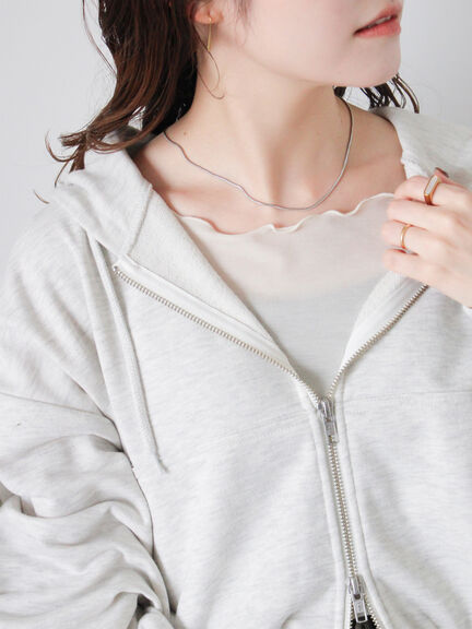 ショート丈ジップパーカー(チャコールグレー/モカ/グリーン/ネイビー/キナリ)|ehka sopo(エヘカソポ)通販