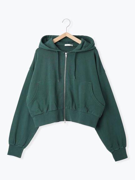 ショート丈ジップパーカー(チャコールグレー/モカ/グリーン/ネイビー/キナリ)|ehka sopo(エヘカソポ)通販